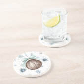 White Blue Snowflakes Christmas Coconut Bow Zandsteen Onderzetter (Zijkant)