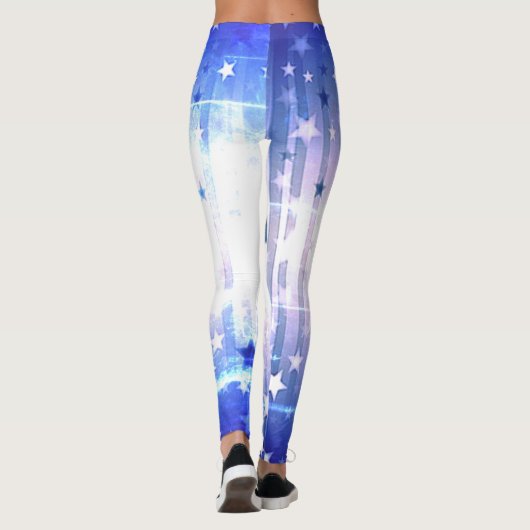 White Blue star leggings (Achterkant)