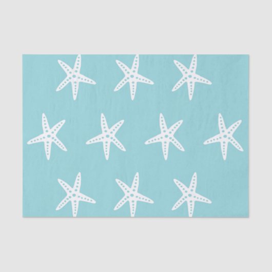 White Blue Starfish Decoupage Crafting Tissuepapier (Voorkant)
