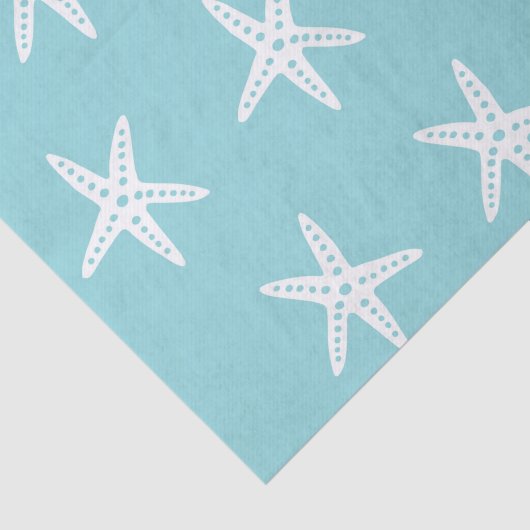 White Blue Starfish Decoupage Crafting Tissuepapier (Detail)