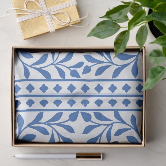 White Blue Traditional Bone Inlay Decoupage Paper Tissuepapier (Geschenk)