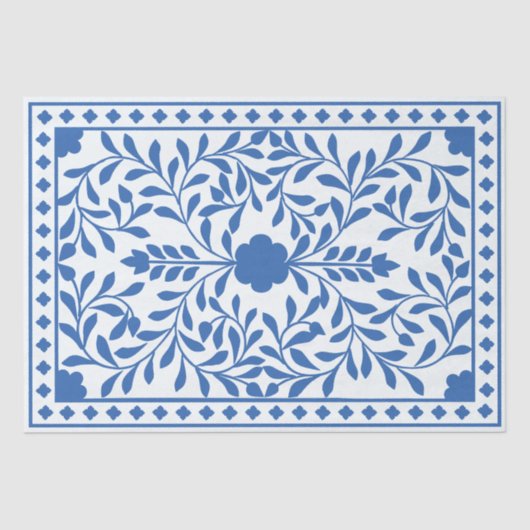 White Blue Traditional Bone Inlay Decoupage Paper Tissuepapier (Voorkant)