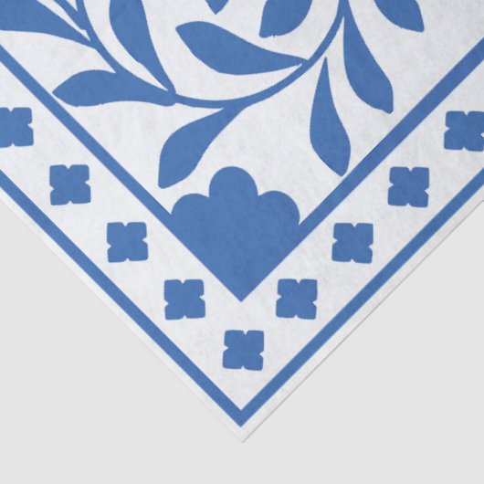 White Blue Traditional Bone Inlay Decoupage Paper Tissuepapier (Detail)