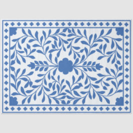 White Blue Traditional Bone Inlay Decoupage Paper Tissuepapier