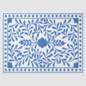 White Blue Traditional Bone Inlay Decoupage Paper Tissuepapier (Voorkant)