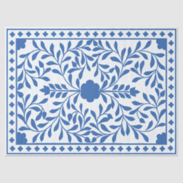 White Blue Traditional Bone Inlay Decoupage Paper Tissuepapier