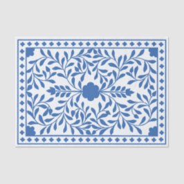 White Blue Traditional Bone Inlay Decoupage Paper Tissuepapier