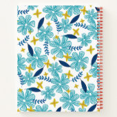 White Blue Tropical Floral Pattern Notitieboek (Achterkant)