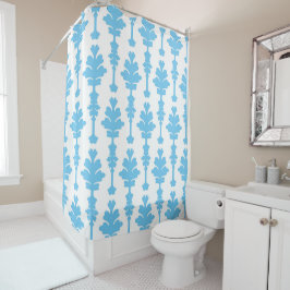 White & Blue Turquoise Damask Modern Glamor Douchegordijn