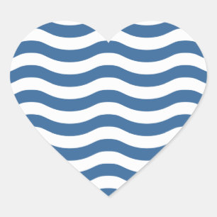 White Blue Wave Navy patroon Aanpassen achtergrond Hart Sticker