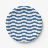 White Blue Wave Navy patroon Aanpassen achtergrond Papieren Bordje (Voorkant)