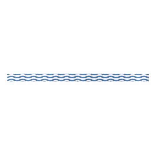 White Blue Wave Navy patroon Aanpassen achtergrond Satijnen Lint (Voorkant)