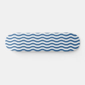 White Blue Wave Navy patroon Aanpassen achtergrond Skateboard (Horizontaal)
