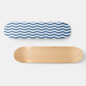 White Blue Wave Navy patroon Aanpassen achtergrond Skateboard (Horizontaal)