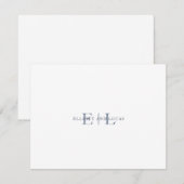White Blue Wedding Monogram Note Kaart Notitiekaartje (Voorkant / Achterkant)