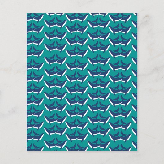 White Blue Whales Zee Animal Green Ocean Marine Flyer (Achterkant)
