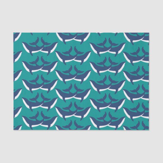 White Blue Whales Zee Animal Green Ocean Marine Tissuepapier (Voorkant)