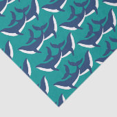 White Blue Whales Zee Animal Green Ocean Marine Tissuepapier (Detail)