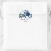White & Blue Winter Floral Bouquet Chic Wedding Ronde Sticker (Tas)