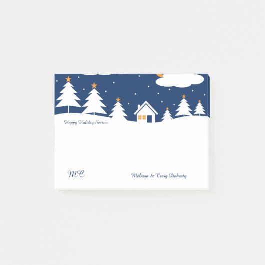 White Blue Winter Kersttijd Post-it® Notes (Voorkant)