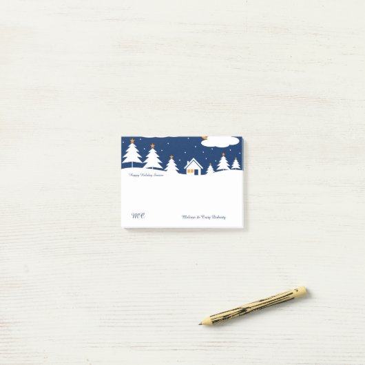 White Blue Winter Kersttijd Post-it® Notes (Op bureau)