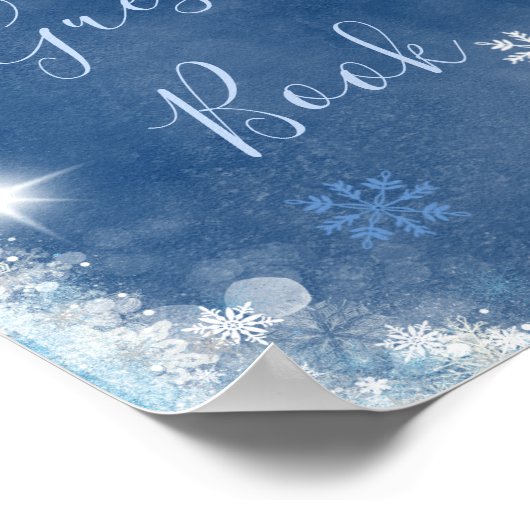 White Blue Winter Snowflake Bruids Gastboek Poster (Hoek)