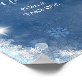 White Blue Winter Snowflake Vrijgezellenfeest Favo Poster (Hoek)