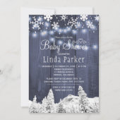White blue wonderland rustige baby shower winter kaart (Voorkant)
