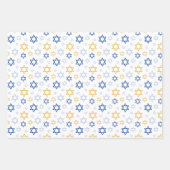 White Blue & Yellow Mixed Hanukkah Patronen Inpakpapier Vel (Voorkant 2)