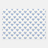 White Blue & Yellow Mixed Hanukkah Patronen Inpakpapier Vel (Voorkant)