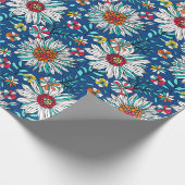 White Blue Yellow Oranje Red Daisy Flowers Pattern Cadeaupapier (Hoek)