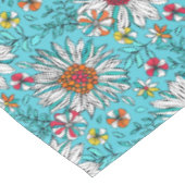White Blue Yellow Oranje Red Daisy Flowers Pattern Tafelkleed (Gekanteld)