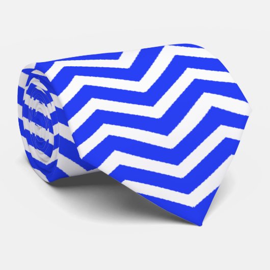 White Blue Zig Zag - Stropdas (Opgerold)