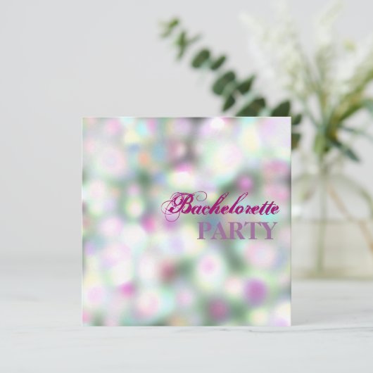 White Blurred Bokeh Lights Glam Party Invitation Kaart (Staand voorkant)