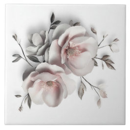 White Blush 3 D Flower Tegeltje