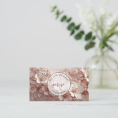 White Blush 3D Flowers Logo Initials Visitekaartje (Staand voorkant)