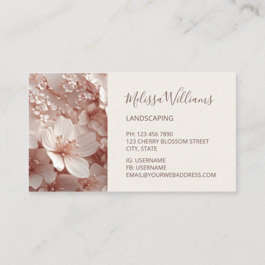 White Blush 3D Flowers Logo Initials Visitekaartje (Achterkant)
