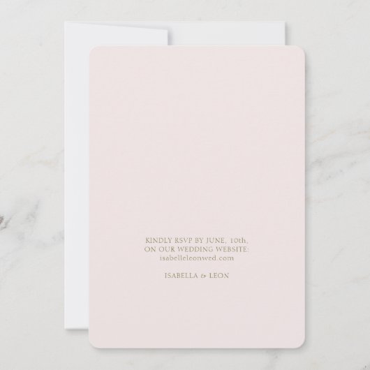 White & Blush | Chic Blush Rose Wedding Invitation Kaart (Achterkant)
