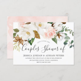 White & Blush Floral All Seasons Couples Shower Kaart