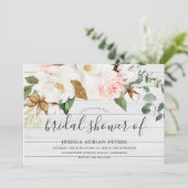 White Blush Floral Beauful Rustic Vrijgezellenfees Kaart (Staand voorkant)