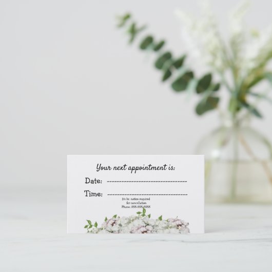 White Blush Floral Medical Appointment Afsprakenkaartje (Staand voorkant)