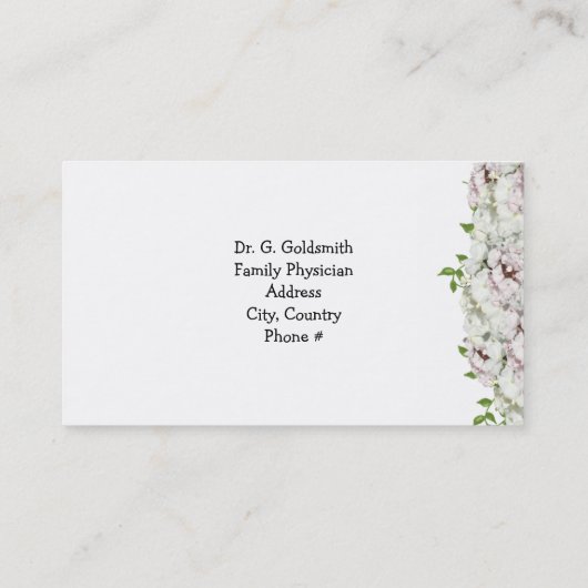 White Blush Floral Medical Appointment Afsprakenkaartje (Achterkant)