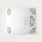 White Blush Floral Roos Gold Wedding Photo Prop Wandkleed (Voorkant (horizontaal))