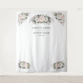 White Blush Floral Roos Gold Wedding Photo Prop Wandkleed (Voorkant)