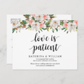 White Blush Florals, Love is Patient, Postponed Briefkaart (Voorkant / Achterkant)