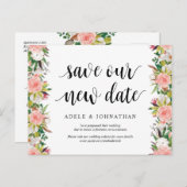 White Blush Florals, sla onze nieuwe date op, Post Briefkaart (Voorkant / Achterkant)