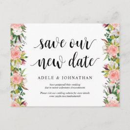 White Blush Florals, sla onze nieuwe date op, Post Briefkaart