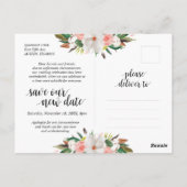 White Blush Florals, Wedding Invitation Postponed Briefkaart (Achterkant)