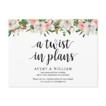 White Blush Florals, Wedding Invitation Postponed