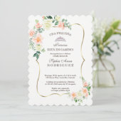 White Blush Flowers Invitación de Baby shower Kaart (Staand voorkant)